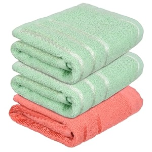 heart home face towel  towels for facewash  towels for gym  facewash for travel  towels for daily use  workout hand towel  lining design  14x21 inch  pack of 3  multi