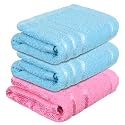 Heart Home Face Towel | Towels for Facewash | Towels for Gym | Facewash for Travel | Towels for Daily use | Workout Hand Towel | Lining Design | 14x21 Inch | Pack of 3 | Multi