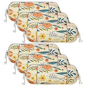heart home bolster covers  cotton bolster cover set  diwan bolster cover set  bolster pillow cover  brown flower masand cover  16x32 inch  pack of 6  white