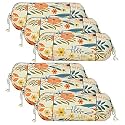 Heart Home Bolster Covers | Cotton Bolster Cover Set | Diwan Bolster Cover Set | Bolster Pillow Cover | Brown Flower Masand Cover | 16x32 Inch | Pack of 6 | White