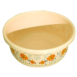 heart home floral print unbreakable plastic multipurpose bath tubwashing tub 40 ltr cream- heart7284