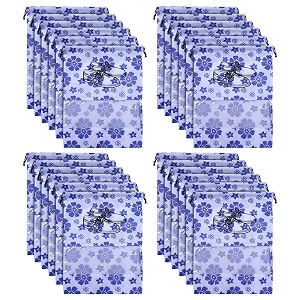 heart home flower design 24 piece non woven travel shoe organizer space saving fabric storage bags organizer royal blue- heart4073