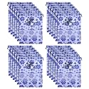 Heart Home Flower Design 24 Piece Non Woven Travel Shoe Organizer Space Saving Fabric Storage Bags Organizer (Royal Blue)- HEART4073