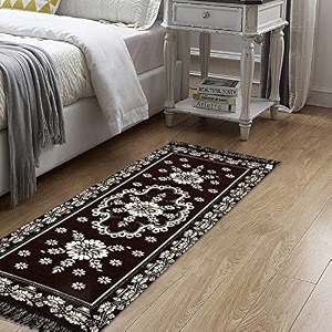 heart home flower print rug bedside runner for home dcor 4x2 ft brown