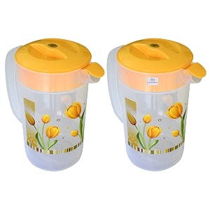 heart home flower printed plastic water amp juice jug drinking beverage jugwith lid for daily uses 24 ltr- pack of 2 orange-hs42kubmart25248