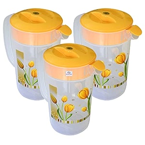 heart home flower printed plastic water amp juice jug drinking beverage jugwith lid for daily uses 24 ltr- pack of 2 orange-hs42kubmart25248
