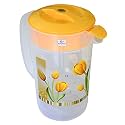 Heart Home Flower Printed Plastic Water &amp; Juice Jug, Drinking Beverage Jug,with Lid for Daily Uses, 2.4 LTR (Orange)-HS42KUBMART25246