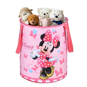 heart home foldable 45l toys organizer for kids room - soft toys storage bagbasketcontainer with handles  disney minnie - pink