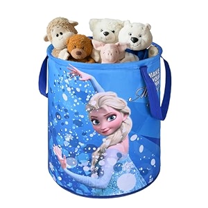 heart home foldable 45l toys organizer for kids room - soft toys storage bagbasketcontainer with handles  disney frozen -blue