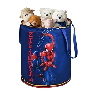 heart home foldable 45l toys organizer for kids room - soft toys storage bagbasketcontainer with handles  marvel spiderman - blue amp red