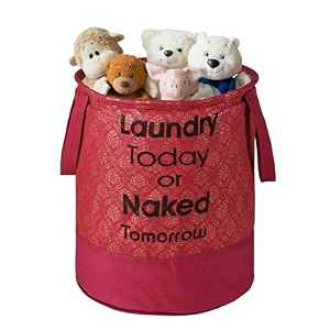 heart home foldable 45l toys organizer for kids room - soft toys storage bagbasketcontainer with handles  royal print -maroon
