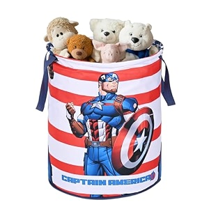 heart home foldable 45l toys organizer for kids room - soft toys storage bagbasketcontainer with handles  marvel captain america - blue