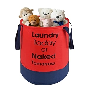heart home foldable 45l toys organizer for kids room - soft toys storage bagbasketcontainer with handles  red amp blue