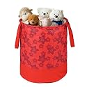 Heart Home Foldable 45L Toys Organizer for Kids Room - Soft Toys Storage Bag/Basket/Container with Handles | Flower Print - Red