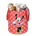 Heart Home Foldable 45L Toys Organizer for Kids Room - Soft Toys Storage Bag/Basket/Container with Handles | Disney Minnie Dots - Red