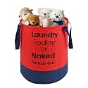Heart Home Foldable 45L Toys Organizer for Kids Room - Soft Toys Storage Bag/Basket/Container with Handles | Red &amp; Blue