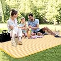 Heart Home Foldable 6.5x5 Feet King Size Picnic Mat Waterproof | Chatai/Beach Mat Perfect For Picnics, Park, Camping, Garden, Yoga | Sleeping Mat for Floor | Check - Yellow