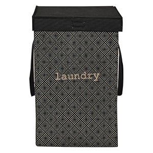 heart home foldable laundry basket for clothes  laundry bag with lid amp handle  cloth storage box for washing  toy storage organizer  75 ltr  golden dot print  black