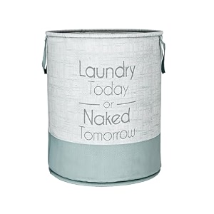 heart home foldable laundry basket for clothes  non-woven round laundry basket  washing clothes storage basket  toy storage organizer  45 ltr  jute-print  grey