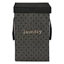 Heart Home Foldable Laundry Basket for Clothes | Laundry Bag with Lid &amp; Handle | Cloth Storage Box for Washing | Toy Storage Organizer | 75 LTR | Golden Dot Print | Black