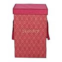 Heart Home Foldable Laundry Basket for Clothes | Laundry bag With Lid &amp; Handle | Cloth Storage Box for Washing | Toy Storage Organizer | 75 LTR | Golden Print | Maroon
