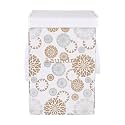 Heart Home Foldable Laundry Basket for Clothes | Non-Woven Round Laundry Basket | Washing Clothes Storage Basket | Toy Storage Organizer | 45 LTR | Golden Dot | Black