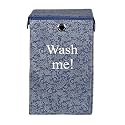 Heart Home Foldable Laundry Basket for Clothes | Laundry Bag with Lid &amp; Ring | Cloth Storage Box for Washing | Toy Storage Organizer | 75 LTR | Flower Print | Navy Blue