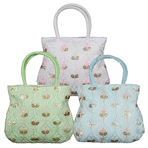 heart home hand bagtraditional hand bagsilk wallet hand bagwoman tote hand bagladies purse handbaggifts hand bagcurved shape embroidery hand bagpack of 3multi