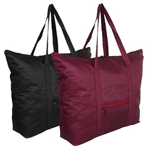 heart home jute reusable zipper grocery shopping bag with handle  plain daily utility bag  pack of 2multi