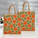 Heart Home Jute Reusable Zipper Grocery Shopping Bag with Handle | Plain Daily Utility Bag | Pack of 2 | Brown