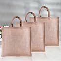 Heart Home Jute Reusable Zipper Grocery Shopping Bag with Handle | Plain Daily Utility Bag | Brown