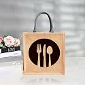 Heart Home Jute Reusable Zipper Grocery Shopping Bag with Handle | Plain Daily Utility Bag | Brown