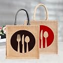 Heart Home Jute Reusable Zipper Grocery Shopping Bag with Handle | Plain Daily Utility Bag | Brown