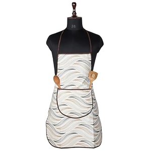 heart home apron  kitchen apron for cooking  apron for restaurant  quilted fabric chef apron  center pocket apron with ties  cooking dress for men-women  pink flower  cream