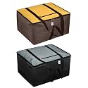 Heart Home Large Size Lightweight Foldable Rexine Jumbo Underbed Storage Bag With Zipper And Handle (Yellow &amp; Grey)-Pack of 2 (F_26_HEARTH016750)