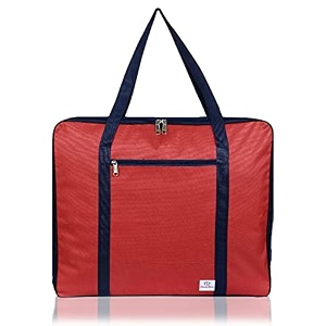 heart home lightweight foldable multipurpose storage bag cloth organiser travel bag with zippered closure and handle red-hs43hearth26640