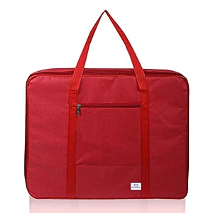 heart home lightweight foldable multipurpose storage bag cloth organiser travel bag with zippered closure and handle red-hs43hearth26640