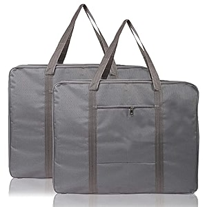 heart home lightweight foldable multipurpose storage bag cloth organiser travel bag with zippered closure and handle- pack of 2 grey-hs43hearth26634