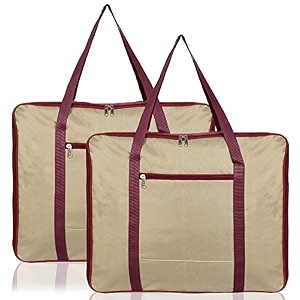 heart home lightweight foldable multipurpose storage bag cloth organiser travel bag with zippered closure and handle red-hs43hearth26640
