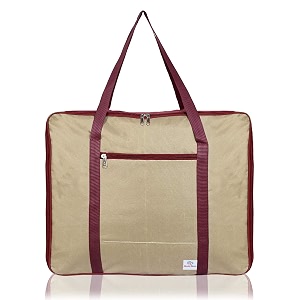 heart home lightweight foldable multipurpose storage bag cloth organiser travel bag with zippered closure and handle brown amp maroon-hs43hearth26664