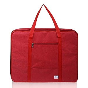 heart home lightweight foldable multipurpose storage bag cloth organiser travel bag with zippered closure and handle red-hs43hearth26640