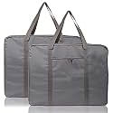 Heart Home Lightweight Foldable Multipurpose Storage bag, Cloth Organiser, Travel Bag With Zippered Closure And Handle- Pack of 2 (Grey)-HS43HEARTH26634
