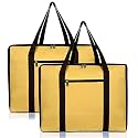 Heart Home Lightweight Foldable Multipurpose Storage bag, Cloth Organiser, Travel Bag With Zippered Closure And Handle- Pack of 2 (Yellow &amp; Brown)-HS43HEARTH26654