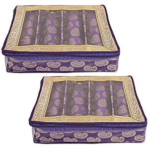 heart home multipurpose carry design laminated 4 rod bangle boxorganizercase with tranasparent top - pack of 2 purple-47hh063