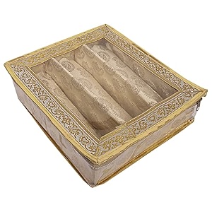 heart home multipurpose carry design laminated 3 rod bangle boxorganizercase with tranasparent top gold-47hh033