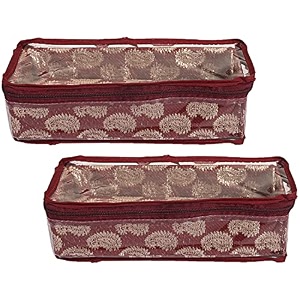 heart home multipurpose carry design laminated 1 rod bangle boxorganizercase with tranasparent top - pack of 2 maroon-47hh075