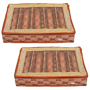 heart home multipurpose carry design laminated 5 rod bangle boxorganizercase with tranasparent top - pack of 2 orange-47hh019