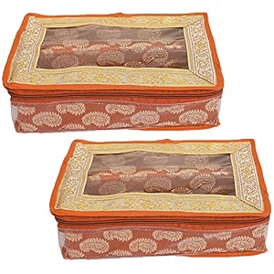 heart home multipurpose carry design laminated 2 rod bangle boxorganizercase with tranasparent top - pack of 2 orange-47hh07