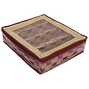 heart home multipurpose carry design laminated 4 rod bangle boxorganizercase with tranasparent top maroon-47hh085