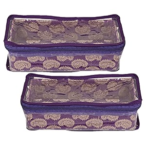 heart home multipurpose carry design laminated 1 rod bangle boxorganizercase with tranasparent top - pack of 2 purple-47hh051